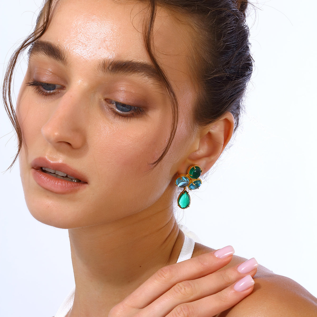 Maison Soula-Aqua Earrings Blue & Green-Earrings-5-roqelvaxirum.shop