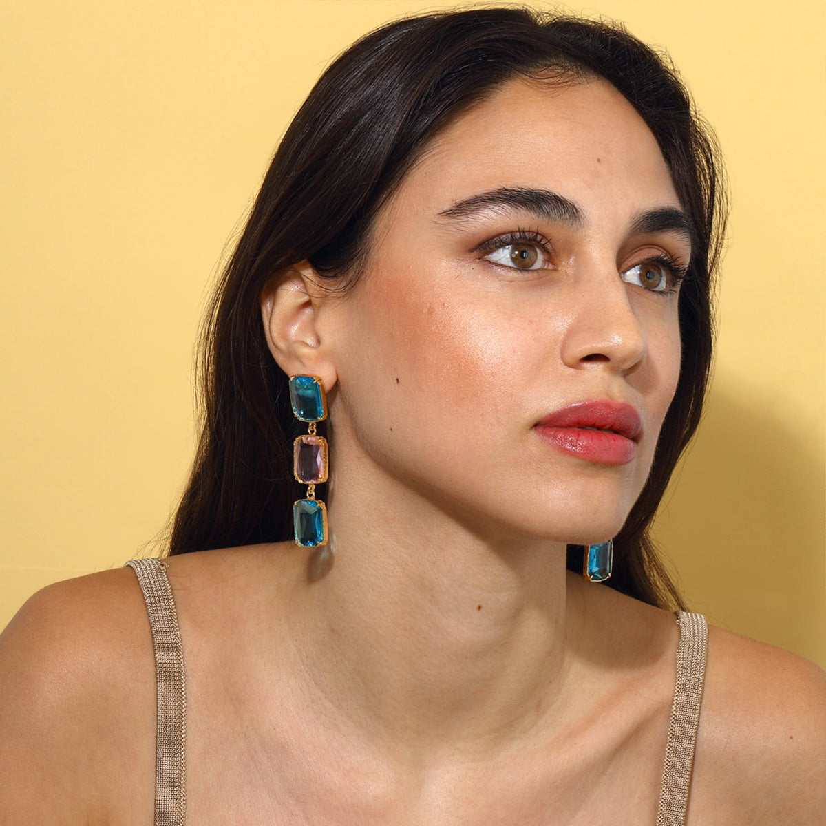 Maison Soula-Donna Earrings Deep Blue & Rose Pink-Earrings-4-roqelvaxirum.shop