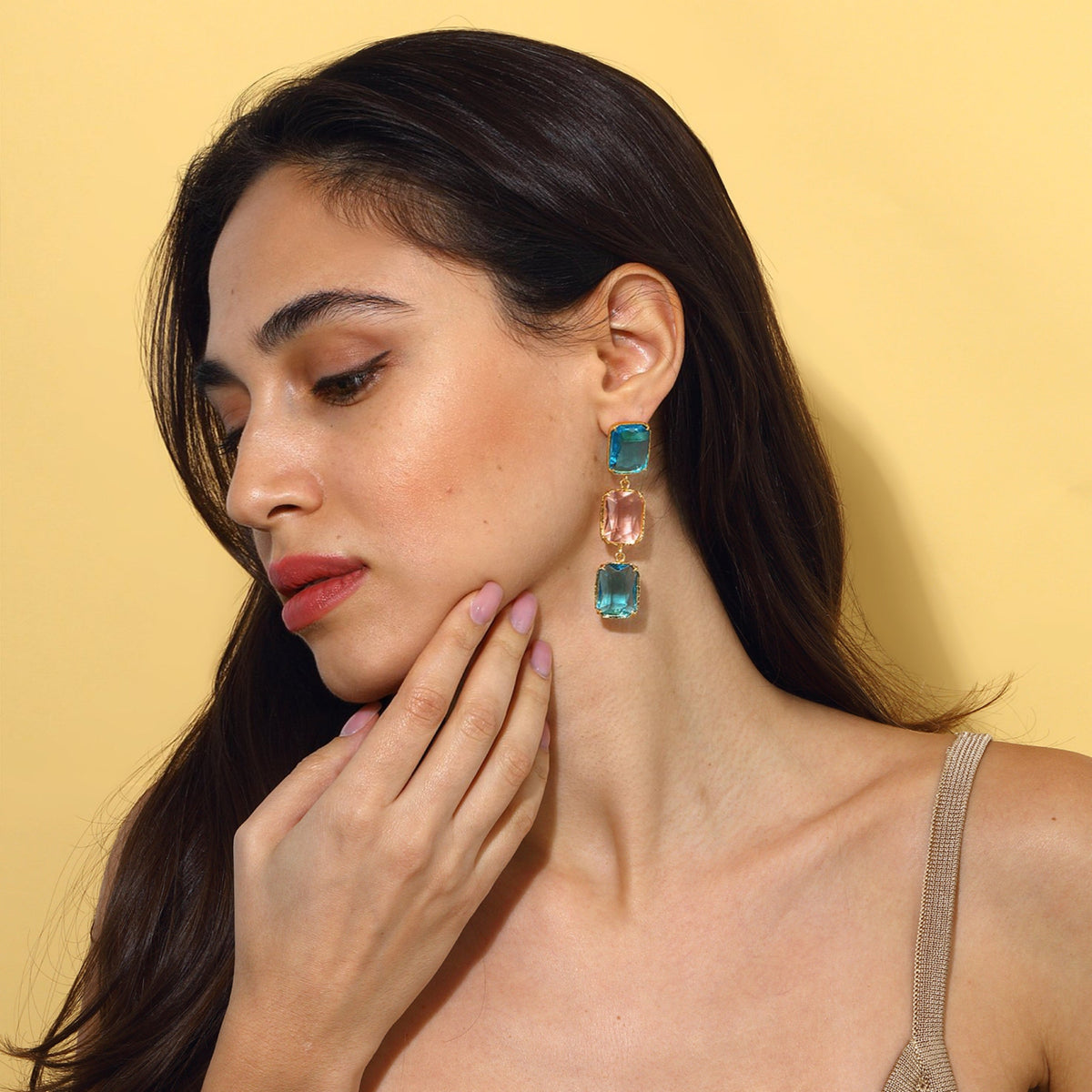 Maison Soula-Donna Earrings Deep Blue & Rose Pink-Earrings-5-roqelvaxirum.shop