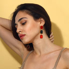 Maison Soula-Donna Earrings Emerald Red & Black-Earrings-2-roqelvaxirum.shop