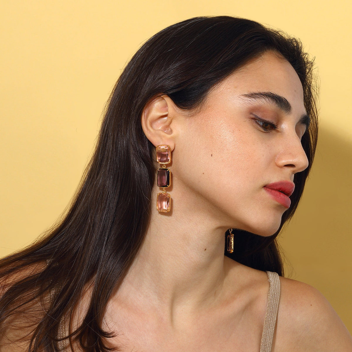 Maison Soula-Donna Earrings Rose Pink & Amethyst-Earrings-2-roqelvaxirum.shop