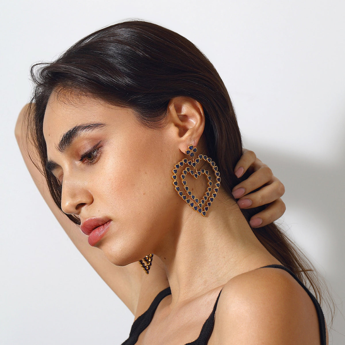 Maison Soula-Follow Your Heart Earrings Dark Blue-Earrings-5-roqelvaxirum.shop