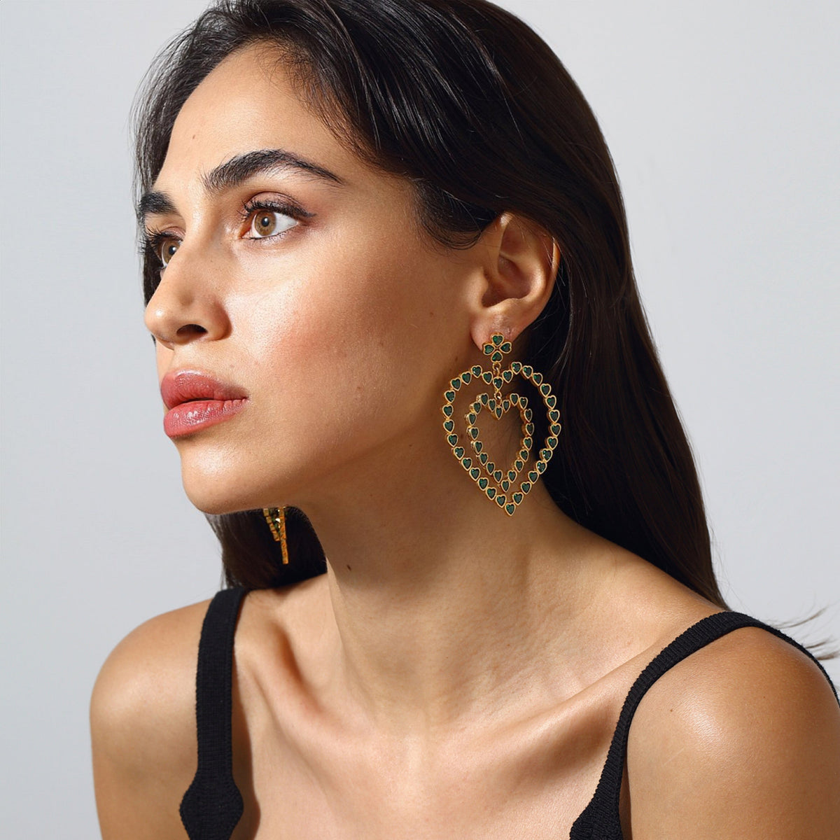 Maison Soula-Follow Your Heart Earrings Emerald Green-Earrings-4-roqelvaxirum.shop