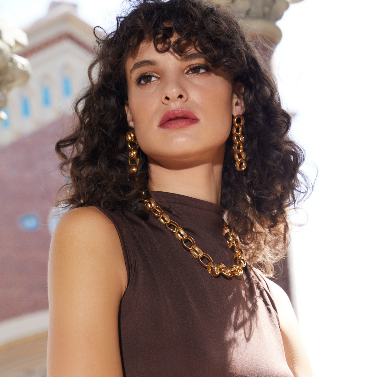 Maison Soula-Gaia Chain Drop Earrings Large Chains-Earrings-4-roqelvaxirum.shop