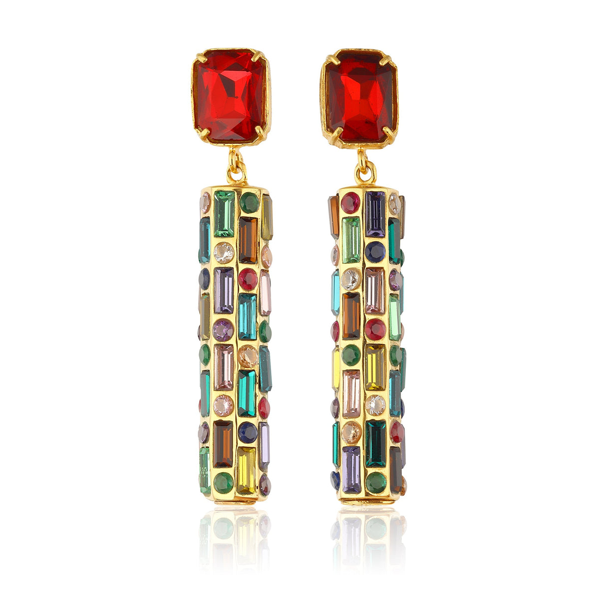 Maison Soula-Cher Drop Earrings Emerald Red-Earrings-1-roqelvaxirum.shop