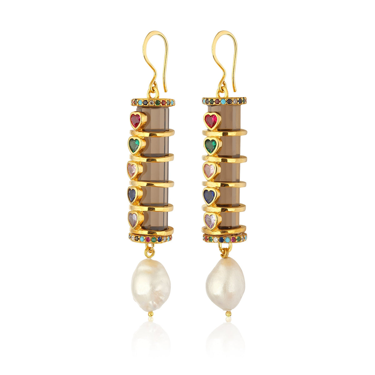 Maison Soula-Christa Earrings Amethyst With Colorful Hearts-Earrings-3-roqelvaxirum.shop