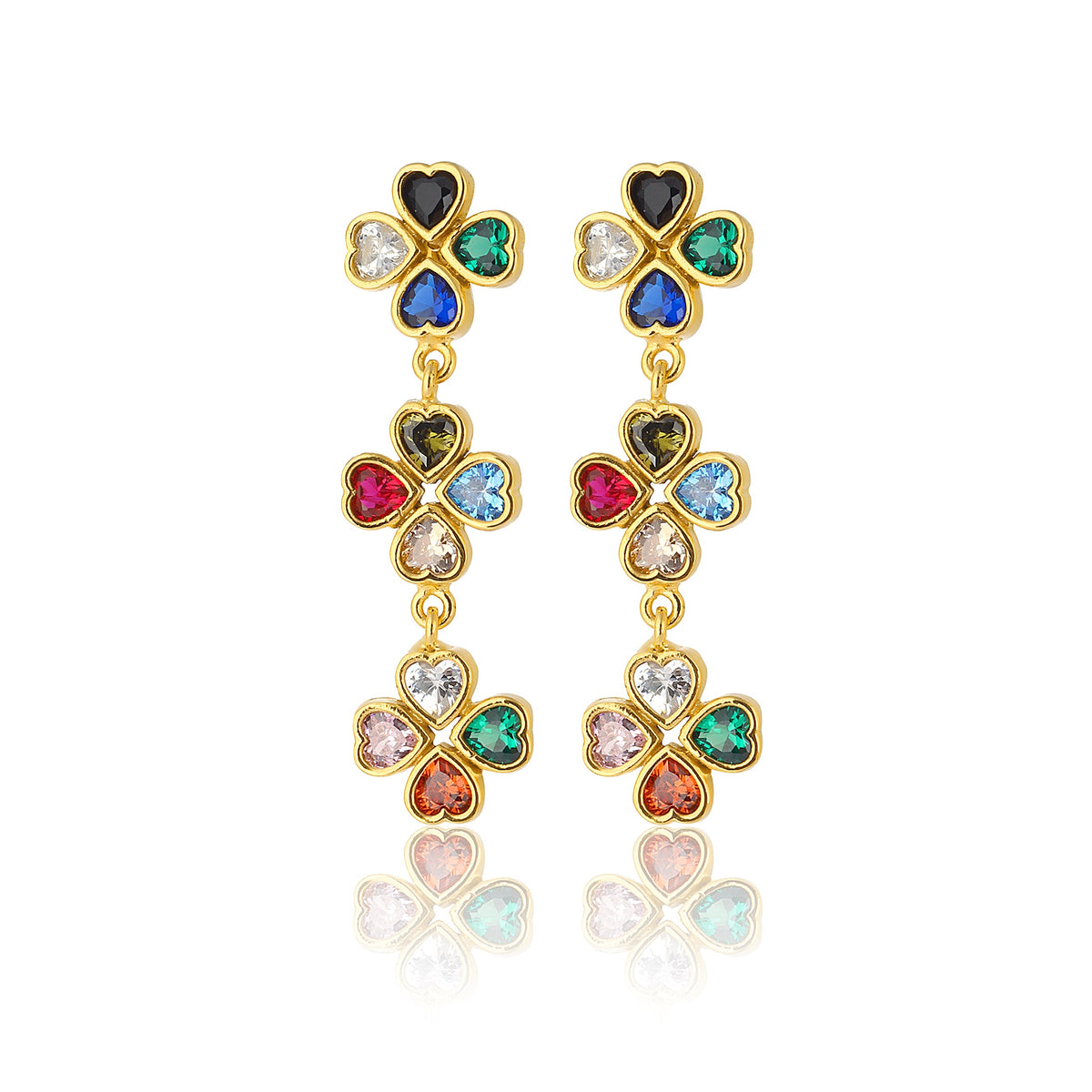 Maison Soula-Clover Trio Drop Earrings-Earrings-1-roqelvaxirum.shop