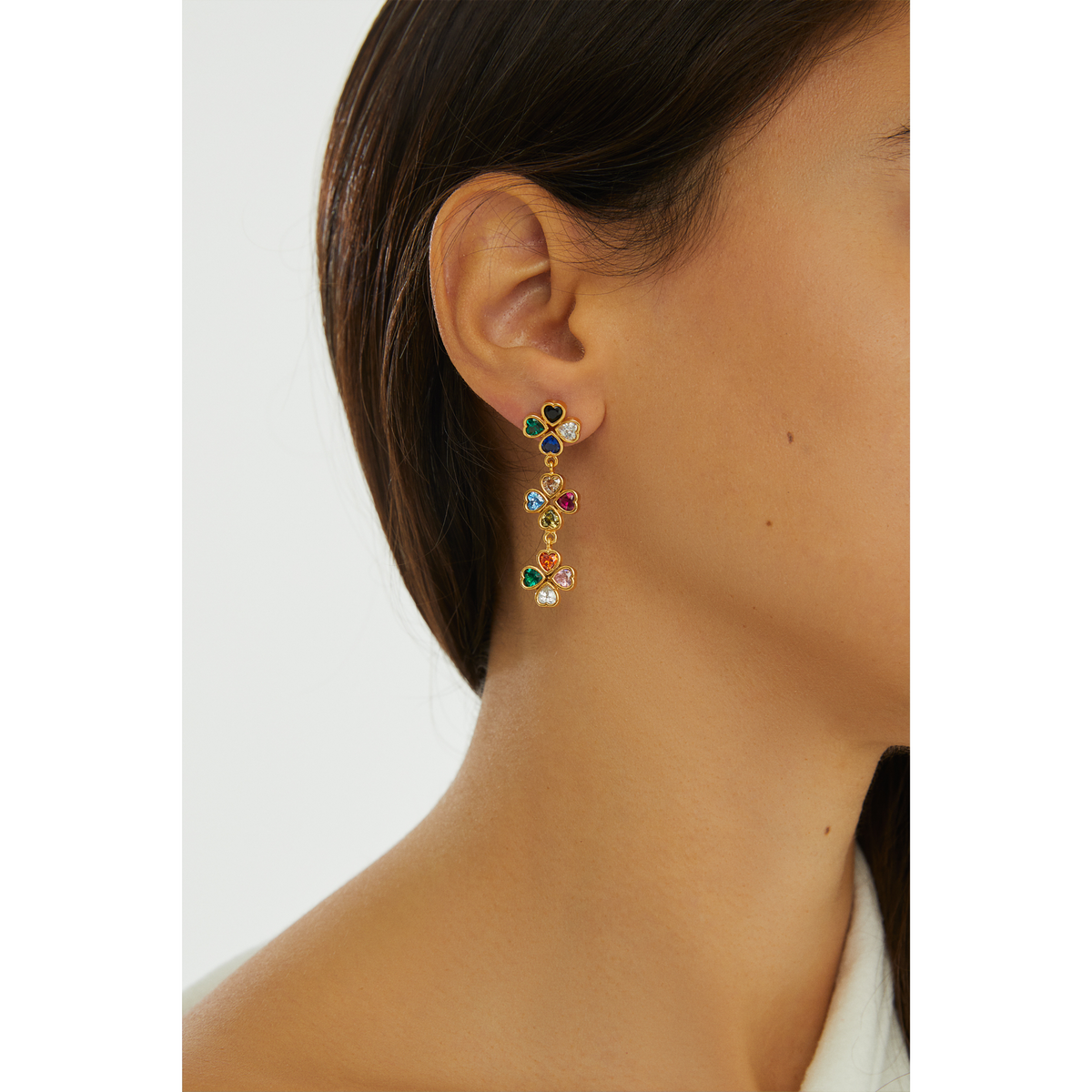 Maison Soula-Clover Trio Drop Earrings-Earrings-2-roqelvaxirum.shop