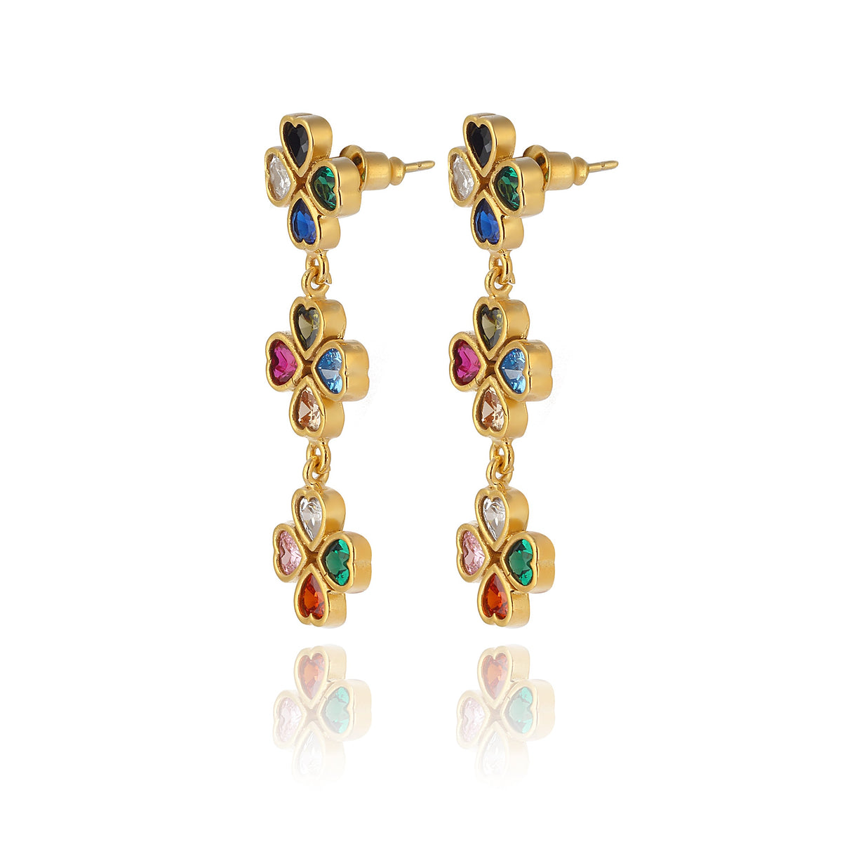 Maison Soula-Clover Trio Drop Earrings-Earrings-3-roqelvaxirum.shop