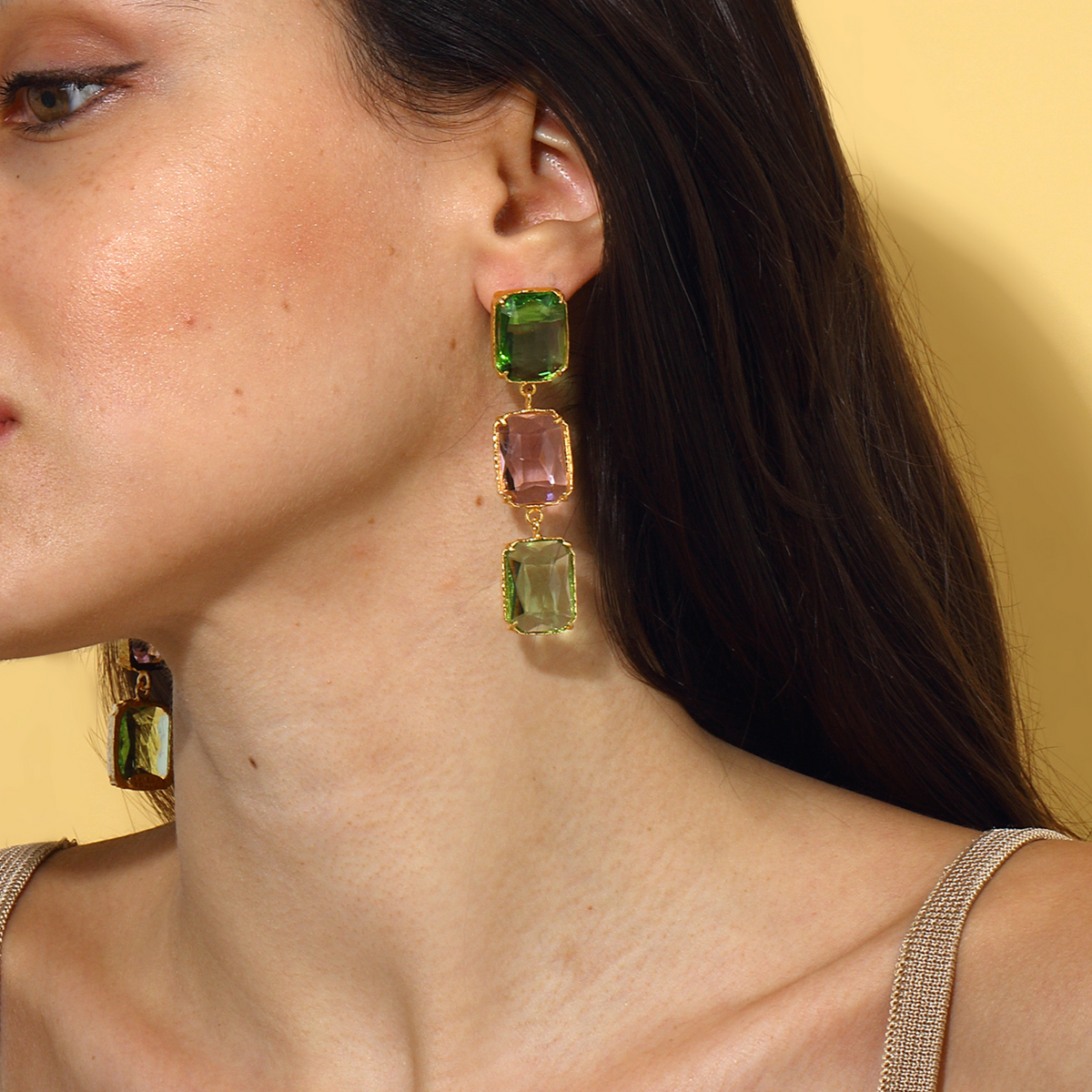 Maison Soula-Donna Earrings Light Green & Rose Pink-Earrings-2-roqelvaxirum.shop