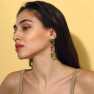 Maison Soula-Donna Earrings Light Green & Rose Pink-Earrings-5-roqelvaxirum.shop