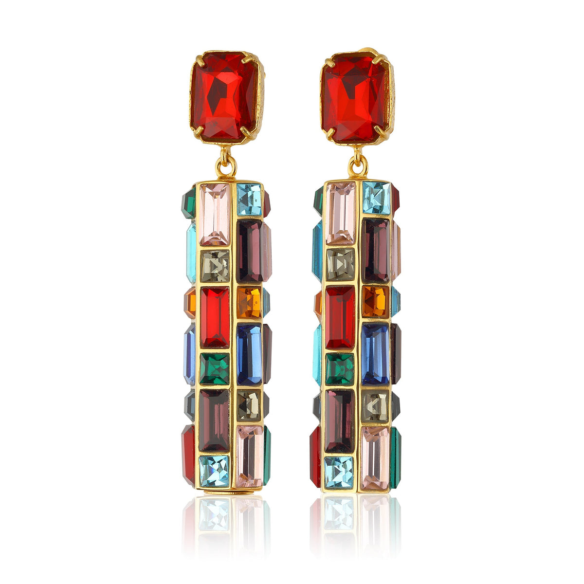 Maison Soula-Gloria Earrings Emerald Red-Earrings-1-roqelvaxirum.shop