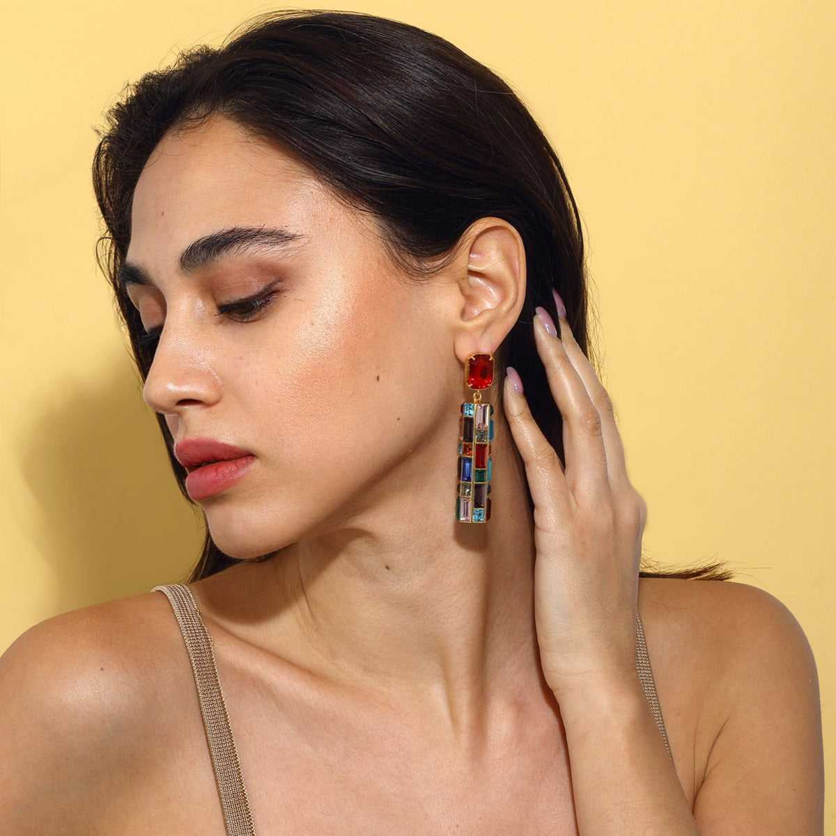 Maison Soula-Gloria Earrings Emerald Red-Earrings-5-roqelvaxirum.shop