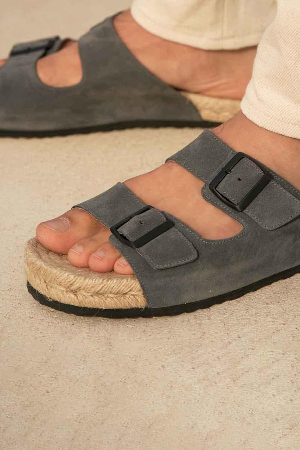 Manebi-Hamptons Nordic Sandals Carbon Grey-Sandalet & Terlik-1-roqelvaxirum.shop