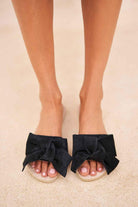 Manebi-Hamptons Sandals with Bow Black-Sandalet & Terlik-2-roqelvaxirum.shop