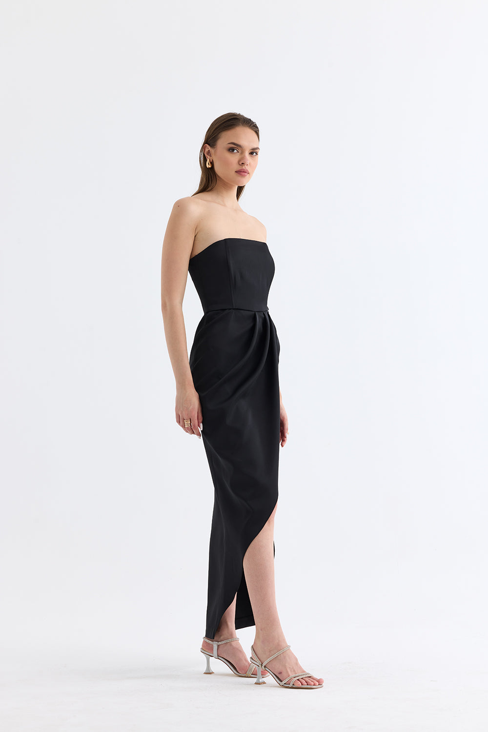 Manshet-Bloom / Straplez Midi Boy Abiye Elbise-Elbise-1-roqelvaxirum.shop