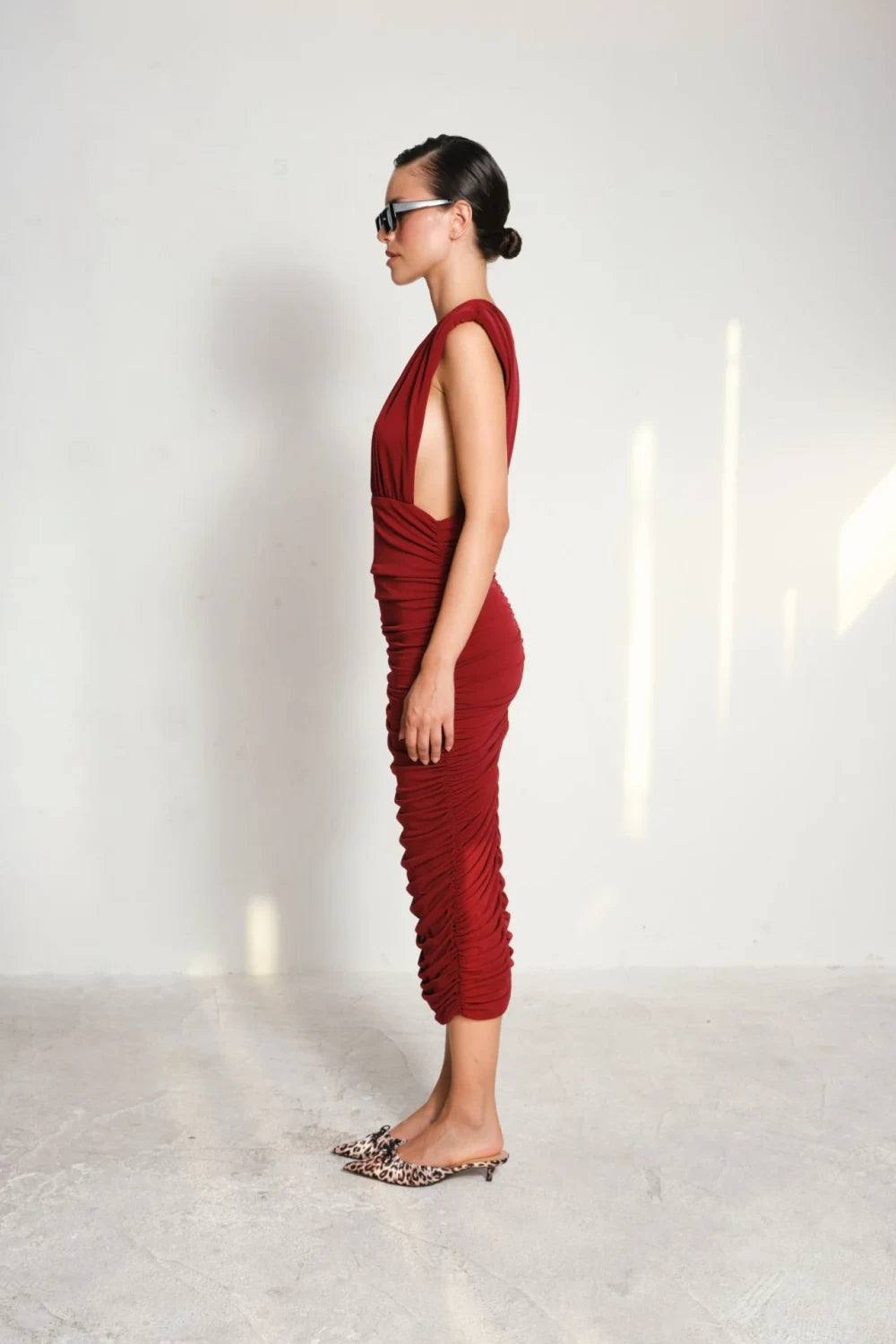 Manshet-Elodie Dekolteli Midi Elbise-Elbise-2-roqelvaxirum.shop