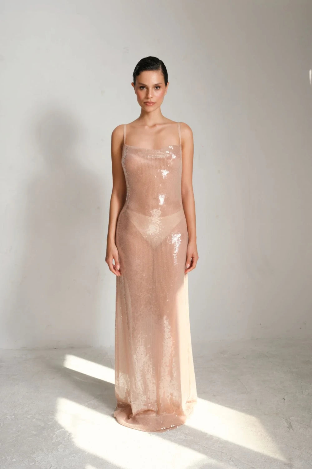 Manshet-Raina Transparan Payet Elbise-Elbise-1-roqelvaxirum.shop