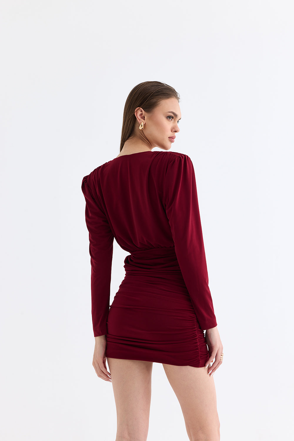 Manshet-The Crimson / Gül Detaylı Mini Elbise-Elbise-3-roqelvaxirum.shop