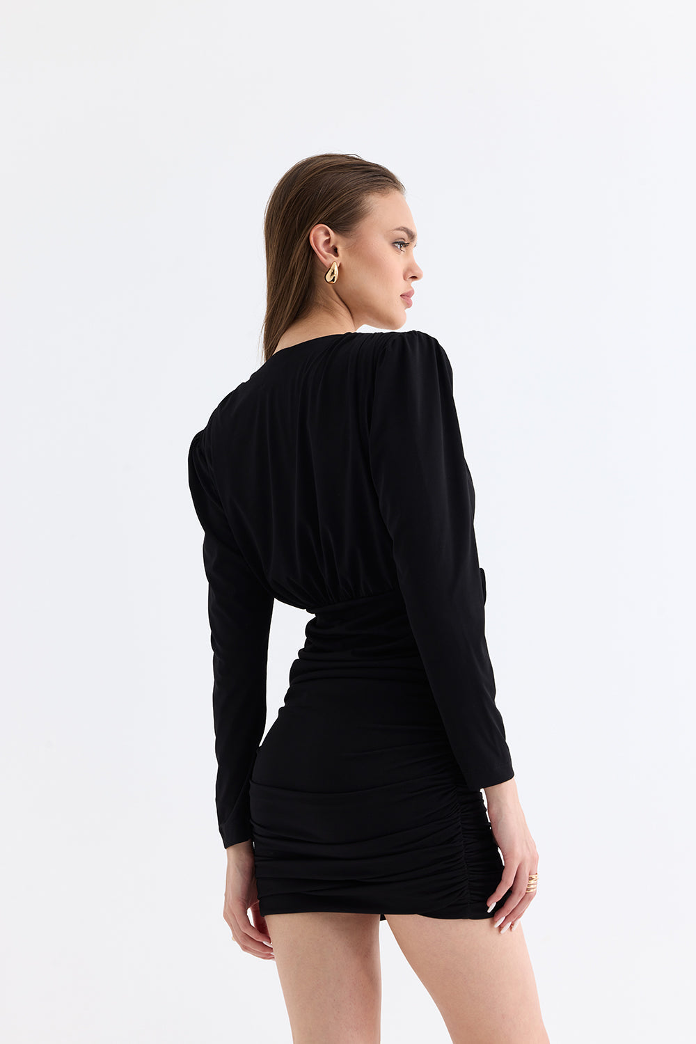 Manshet-The Crimson / Gül Detaylı Mini Elbise-Elbise-3-roqelvaxirum.shop