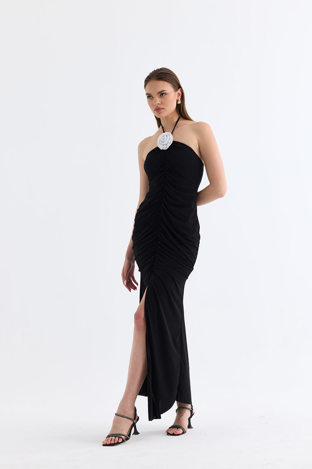 Manshet-The Mirage / Boyun Askılı Yırtmaçlı Midi Elbise-Elbise-1-roqelvaxirum.shop