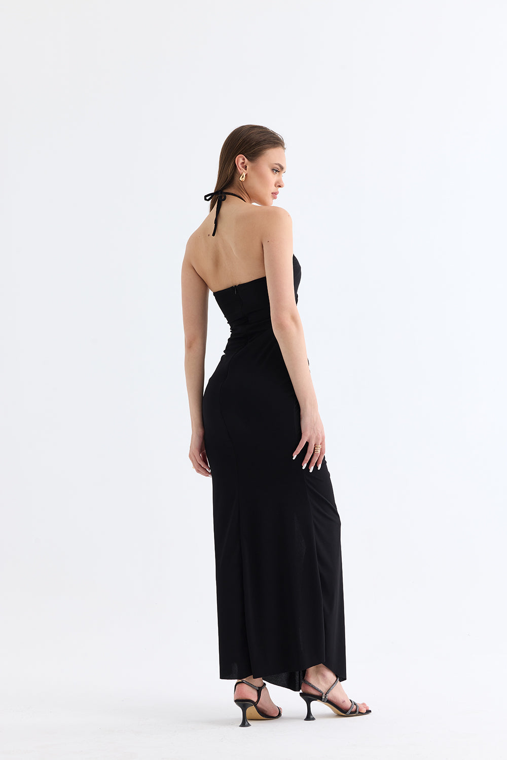 Manshet-The Mirage / Boyun Askılı Yırtmaçlı Midi Elbise-Elbise-2-roqelvaxirum.shop
