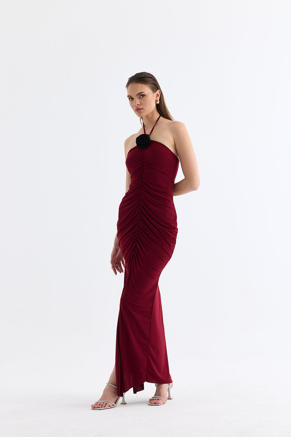 Manshet-The Mirage / Boyun Askılı Yırtmaçlı Uzun Elbise-Elbise-4-roqelvaxirum.shop