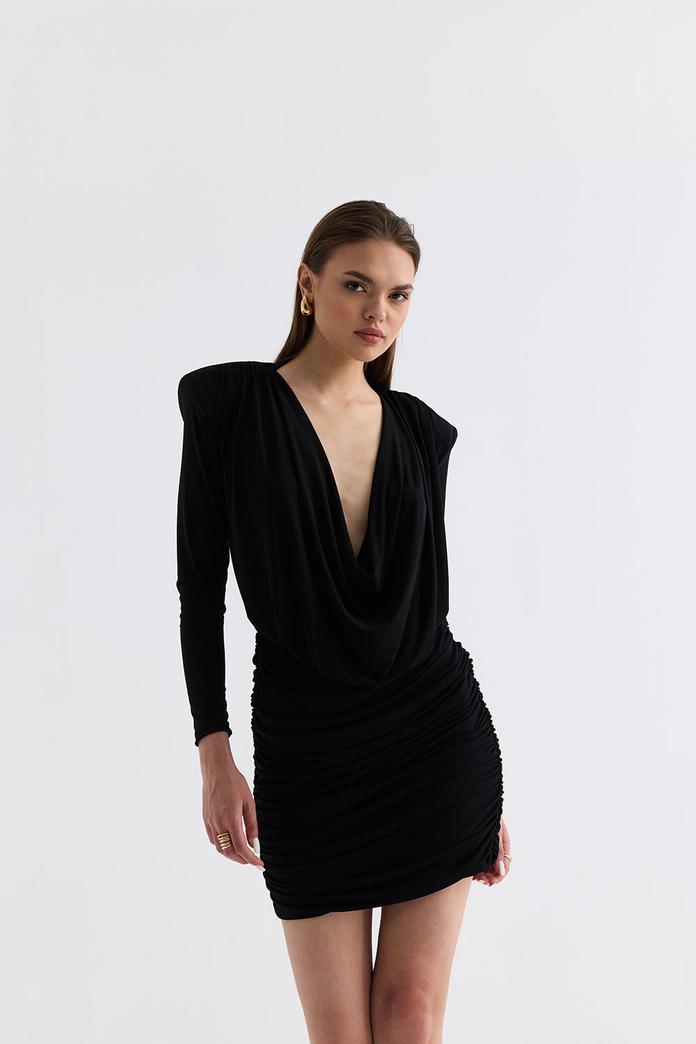 Manshet-The Scarlet / Degaye Yaka Mini Elbise-Elbise-1-roqelvaxirum.shop