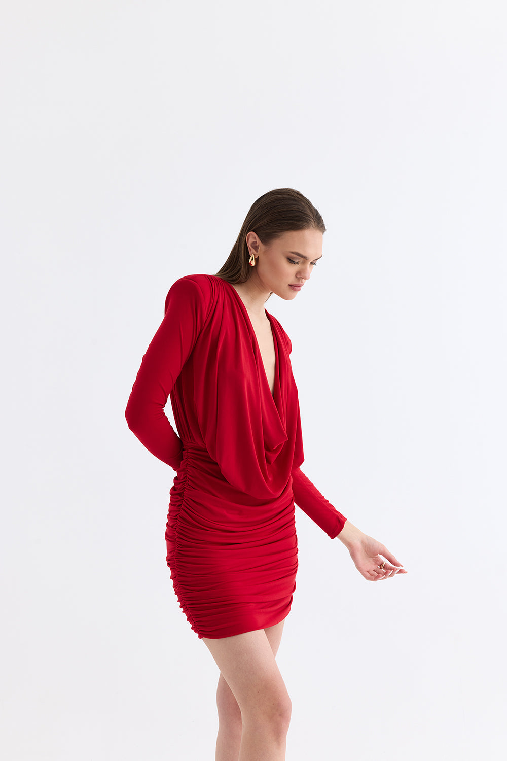 Manshet-The Scarlet / Degaye Yaka Mini Elbise-Elbise-1-roqelvaxirum.shop