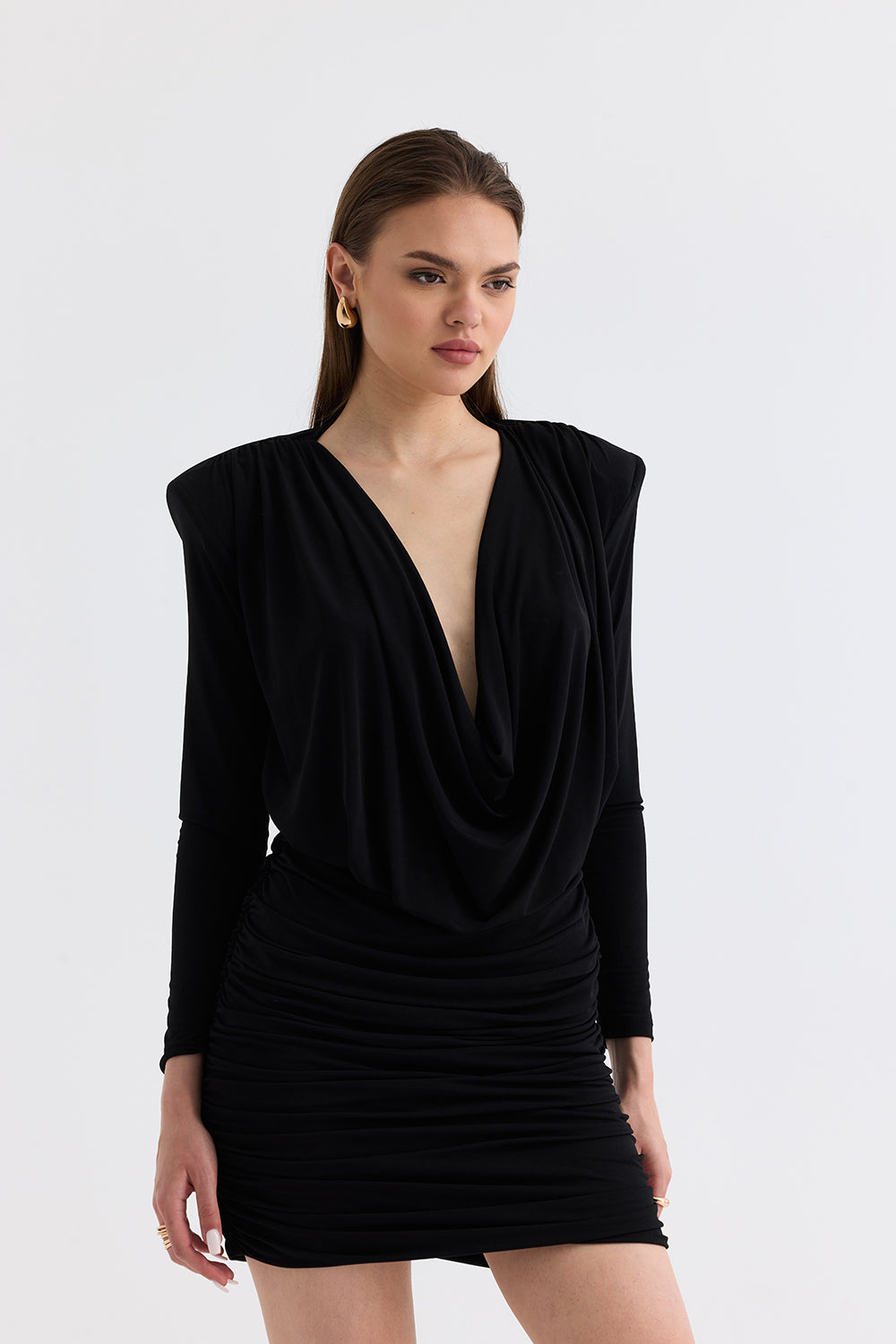 Manshet-The Scarlet / Degaye Yaka Mini Elbise-Elbise-2-roqelvaxirum.shop
