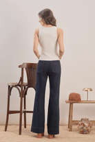 Mavlo-70s Chic Yüksek Bel Bootcut Jeans-Kot Pantolon-4-roqelvaxirum.shop