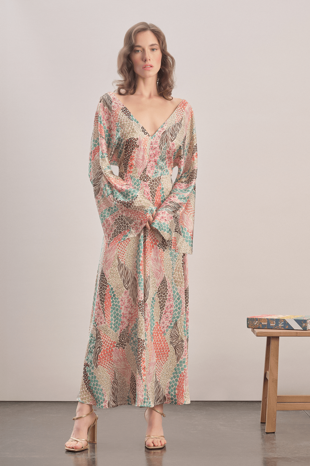 Mavlo-Jardin Saten Maxi Elbise-Elbise-1-roqelvaxirum.shop