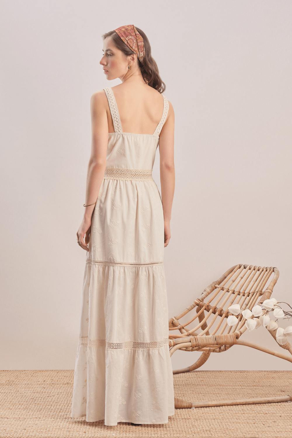 Mavlo-Soft Rose Nakışlı Koton Maxi Elbise-Elbise-4-roqelvaxirum.shop
