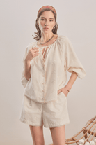 Mavlo-Soft Rose Nakışlı Koton Şort-Şort-2-roqelvaxirum.shop