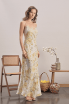 Mavlo-Yellow Meadow Çiçekli Keten Maxi Elbise-Elbise-2-roqelvaxirum.shop