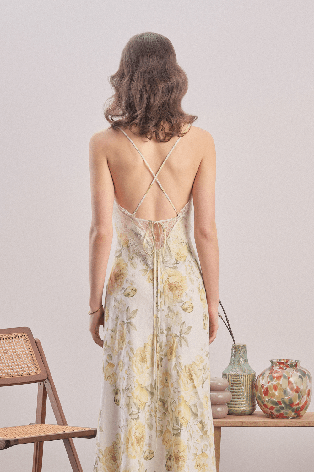 Mavlo-Yellow Meadow Çiçekli Keten Maxi Elbise-Elbise-4-roqelvaxirum.shop