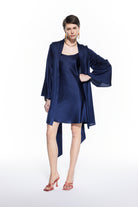 Anya Silk Robe Navy Blue