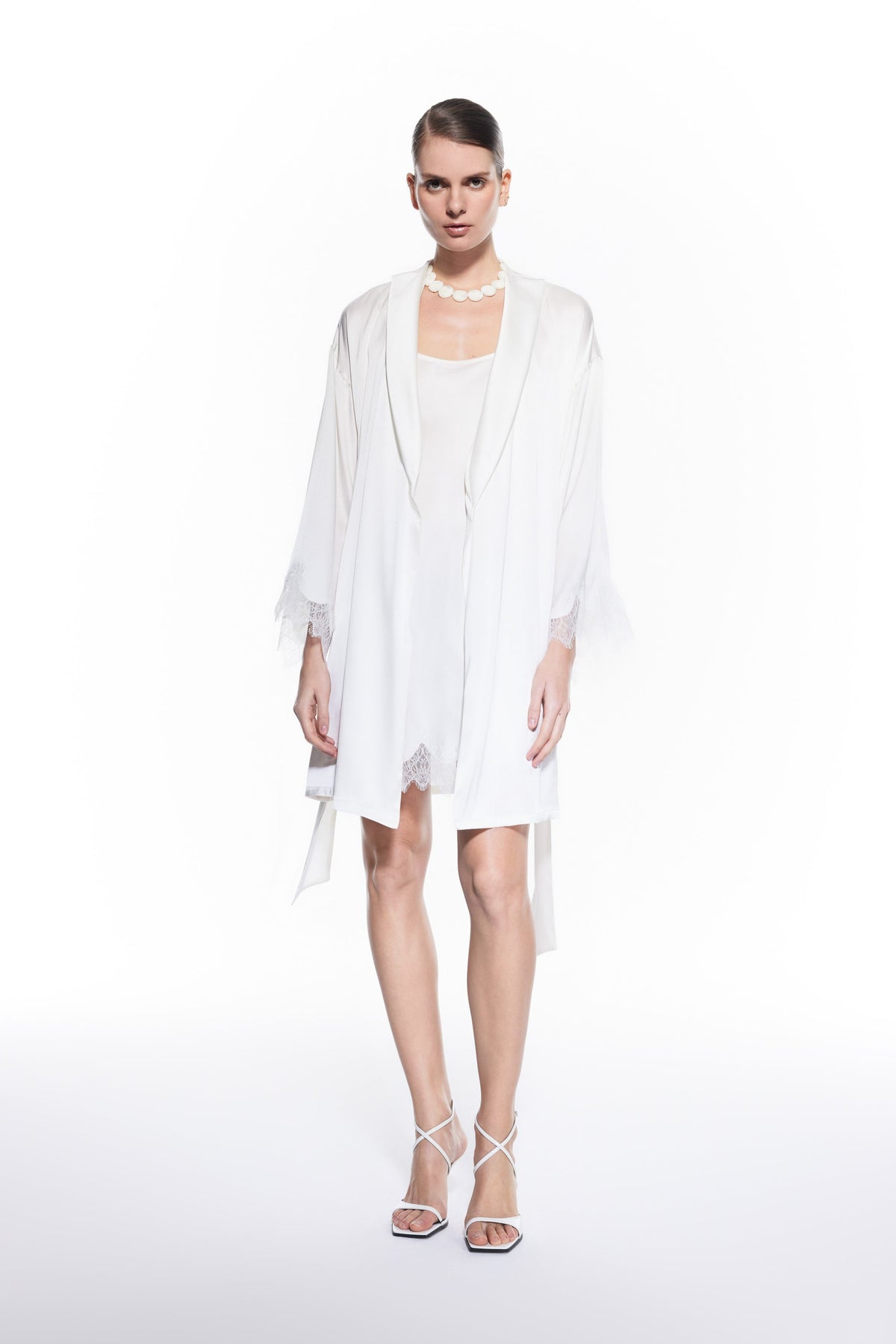 Verita Silk Robe Bridal White