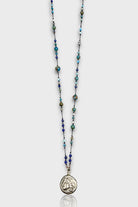 Mey Atelier-Fairytale - Aquamarin Lapis Kyanit Antika Gümüş Kaplama Roma Parası Unisex Kolye-Kolye-1-roqelvaxirum.shop