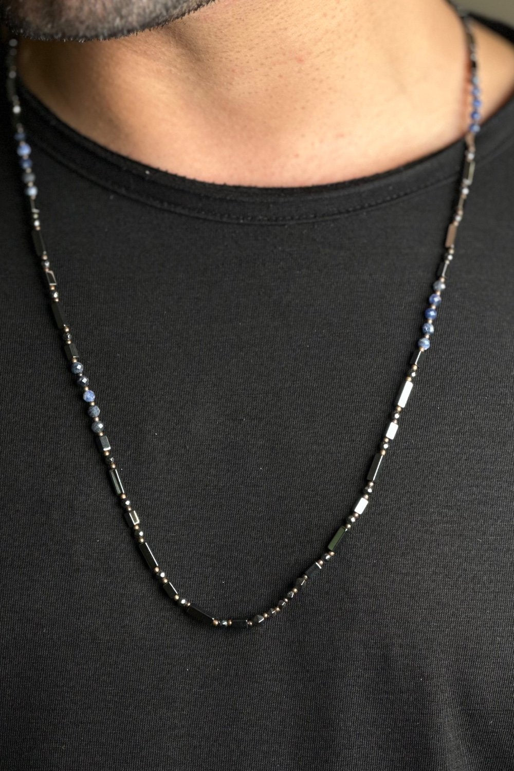 Mey Atelier-Hemla – Faset Kesim Lapis Siyah Hematit Uçsuz Unisex Kolye-Kolye-3-roqelvaxirum.shop