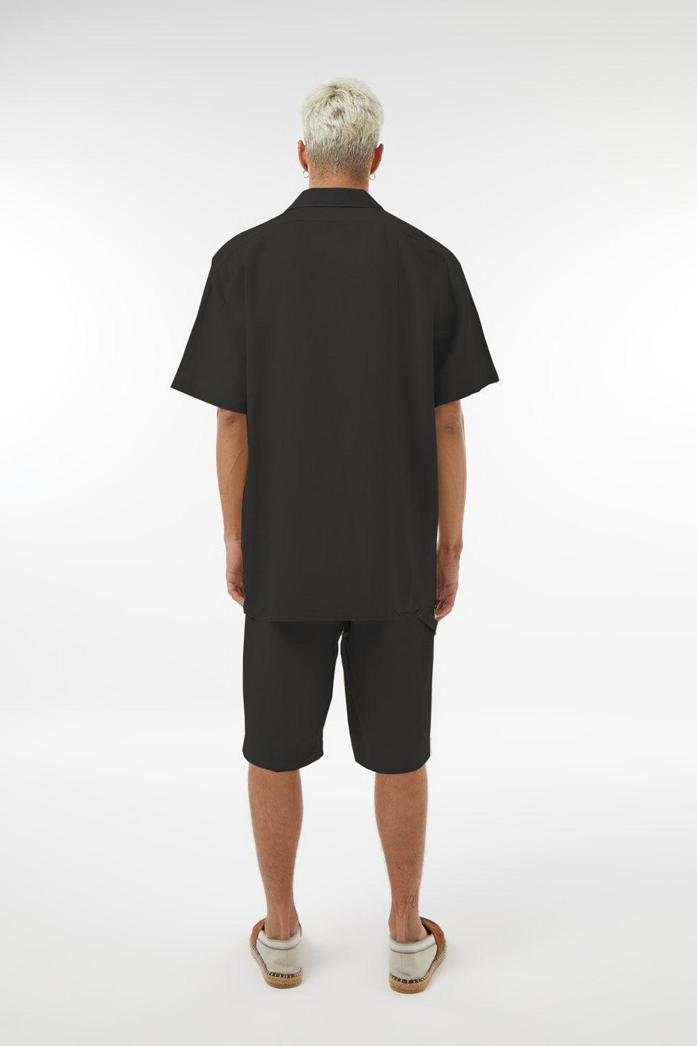 Midground-Kısa Kollu Asitmetrik Keten Gömlek-Gömlek-4-roqelvaxirum.shop