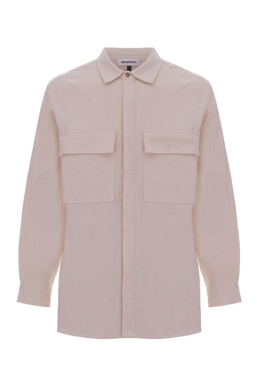 Midground-Oversize Kesim Cepli Keten Gömlek-Gömlek-1-roqelvaxirum.shop