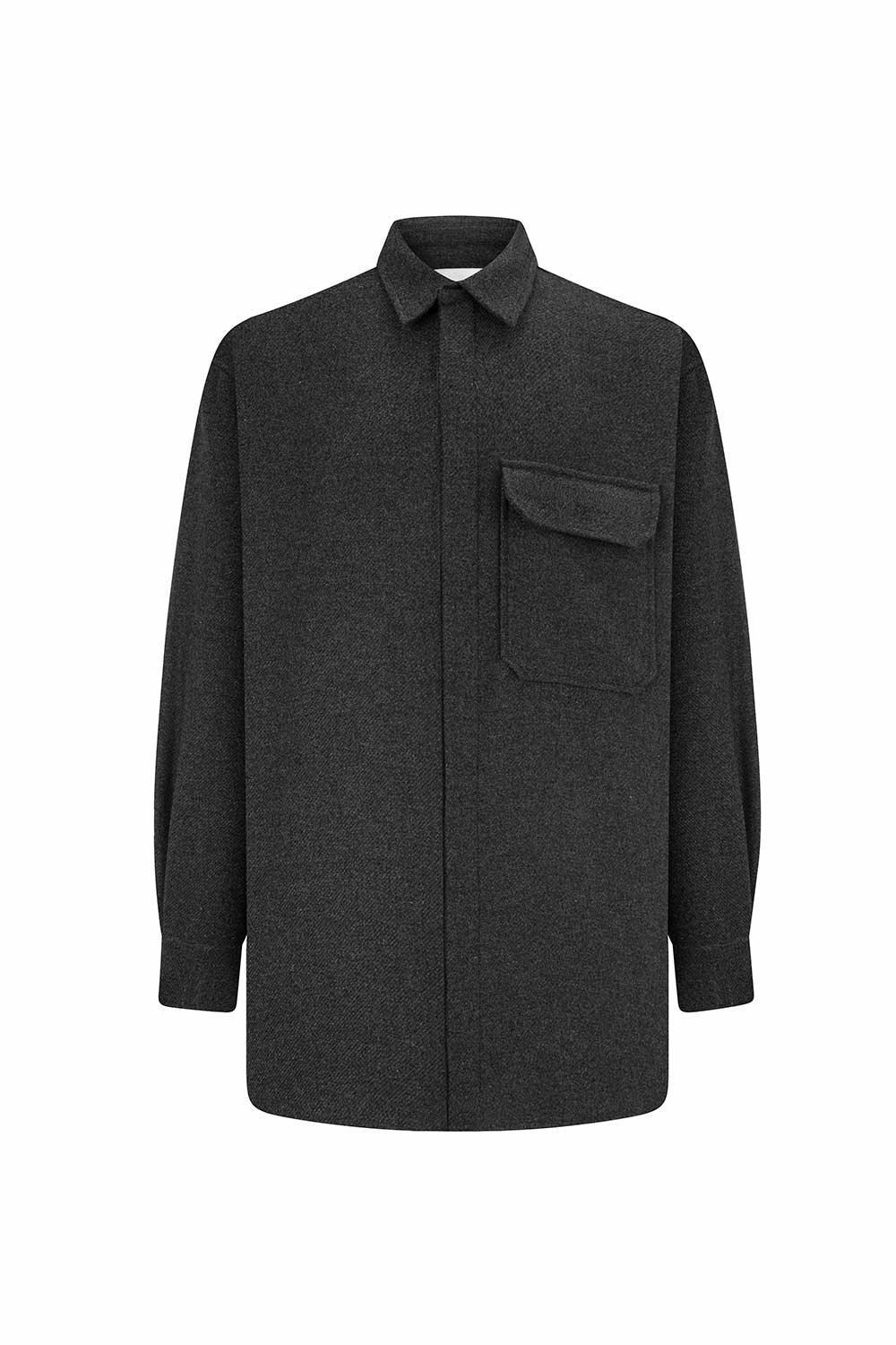 Midground-Oversize Kesim Cepli Yünlü Gömlek-Gömlek-1-roqelvaxirum.shop
