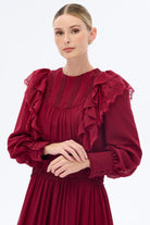 Miha-Büzgü Şeri̇t Detaylı Elbi̇se Bordo-Elbise-2-roqelvaxirum.shop