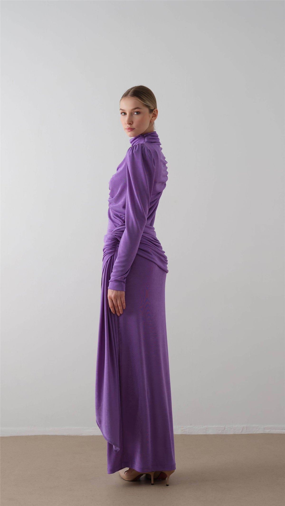 Miha-Dökümlü Örme Elbi̇Se Lila-2-roqelvaxirum.shop