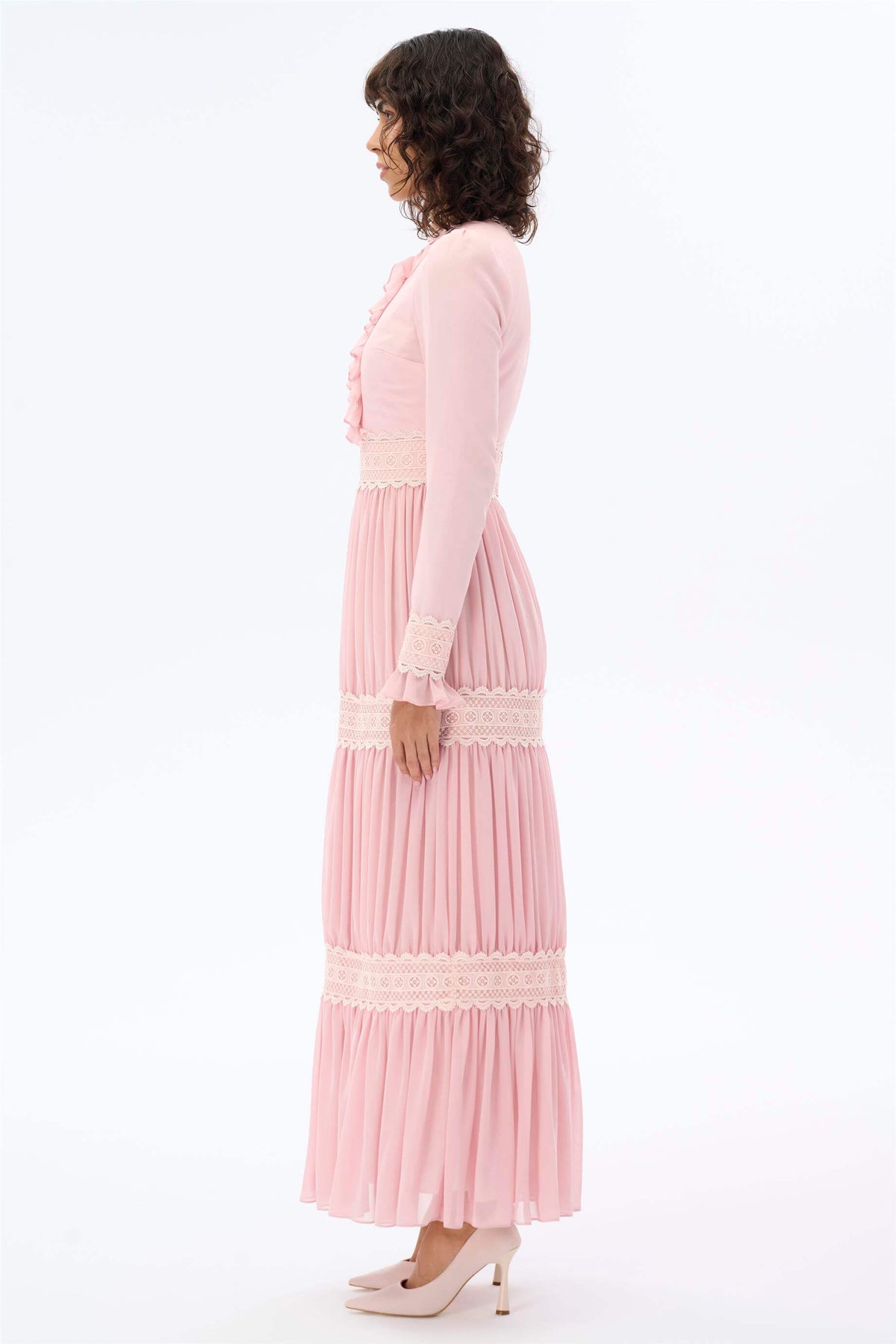 Miha-Eteği̇ Büzgü Dantelli̇ Elbi̇se-Elbise-2-roqelvaxirum.shop