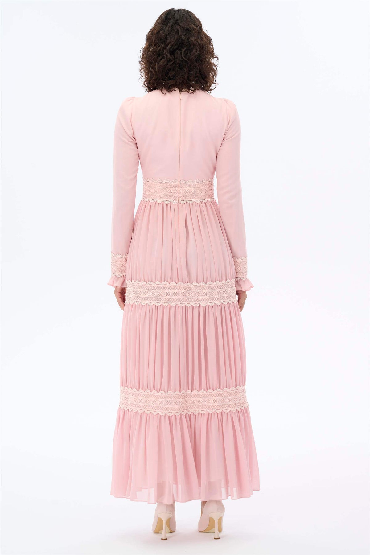 Miha-Eteği̇ Büzgü Dantelli̇ Elbi̇se-Elbise-3-roqelvaxirum.shop
