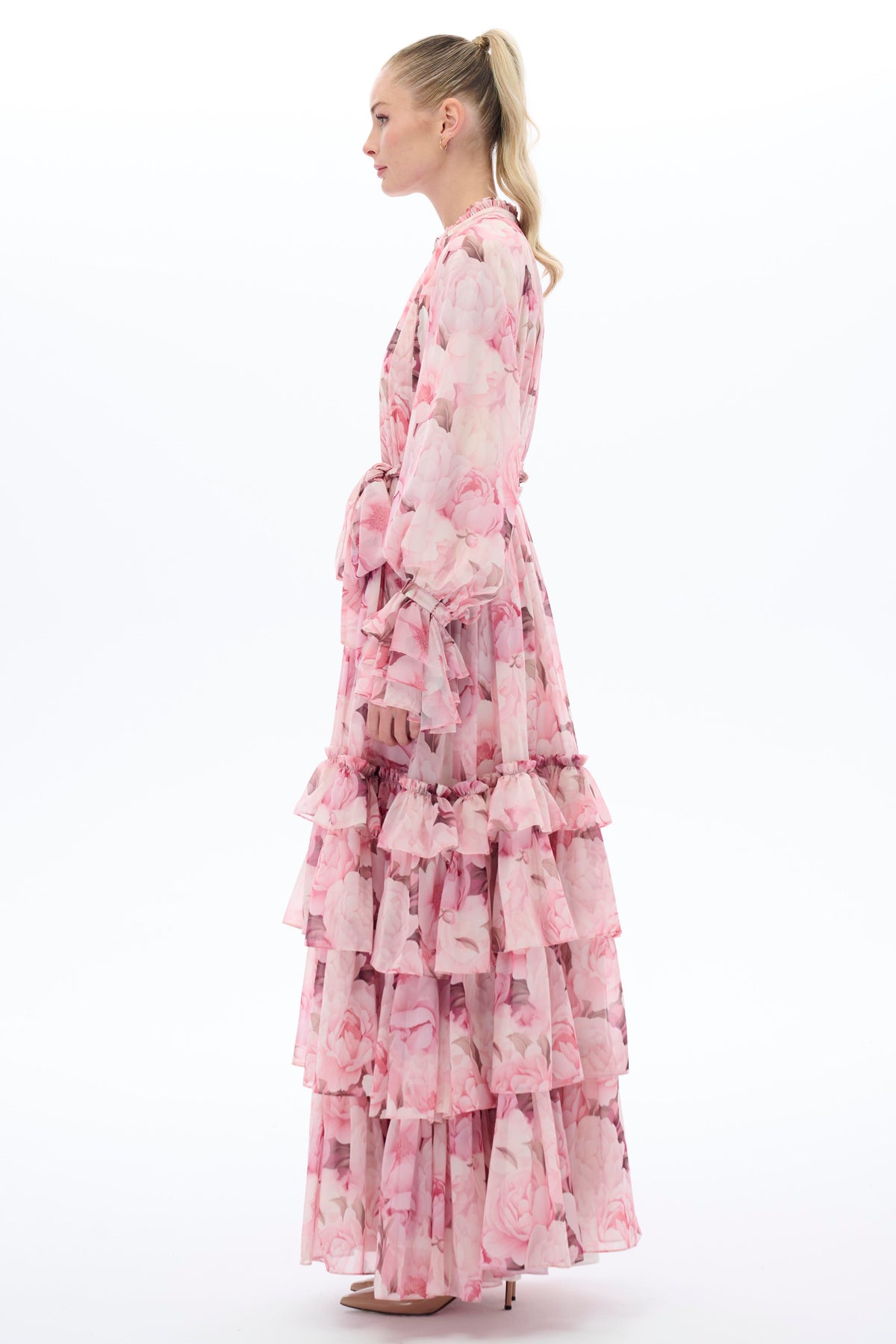 Miha-Eteği̇ Firfirli Elbi̇se Pembe-2-roqelvaxirum.shop