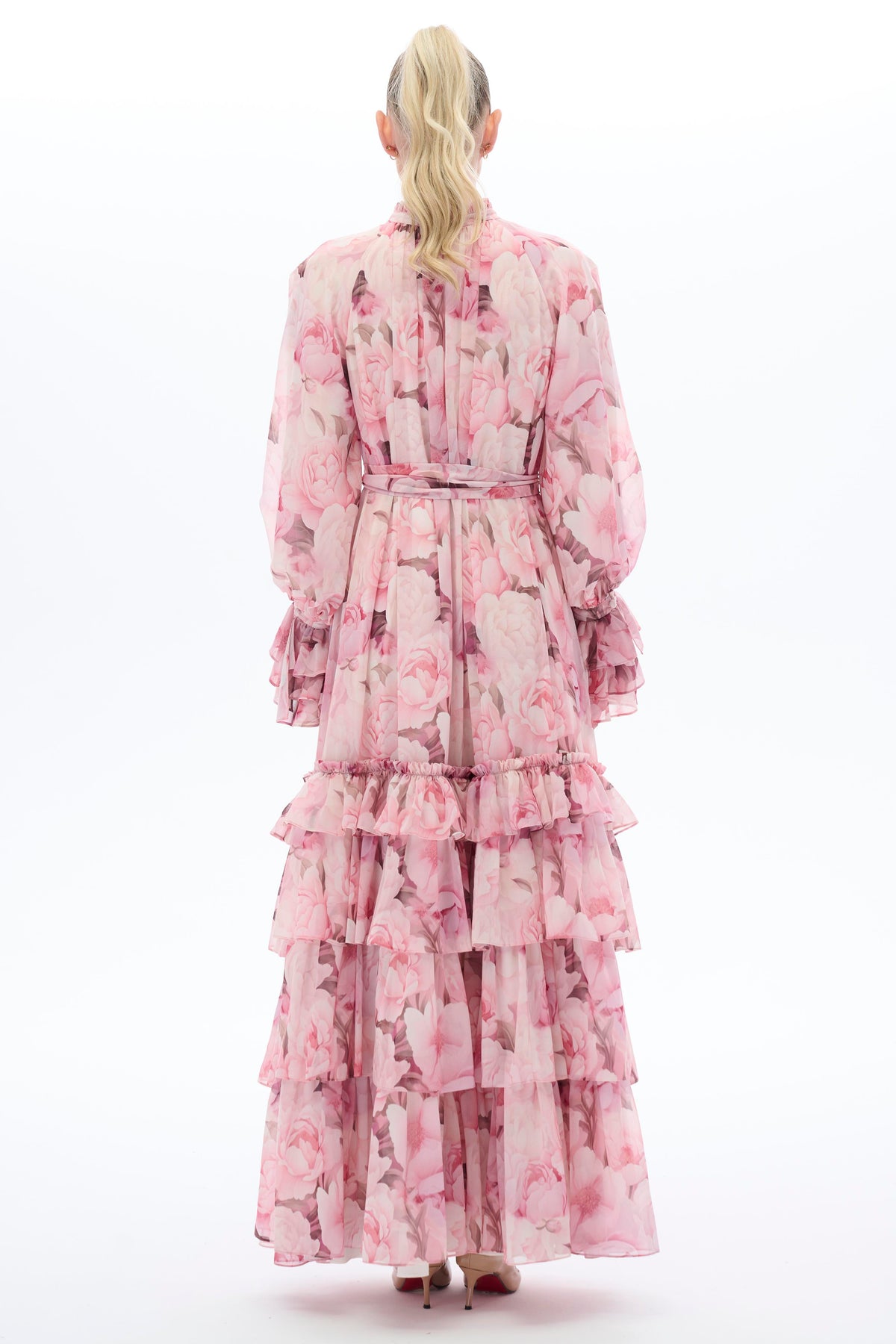 Miha-Eteği̇ Firfirli Elbi̇se Pembe-3-roqelvaxirum.shop
