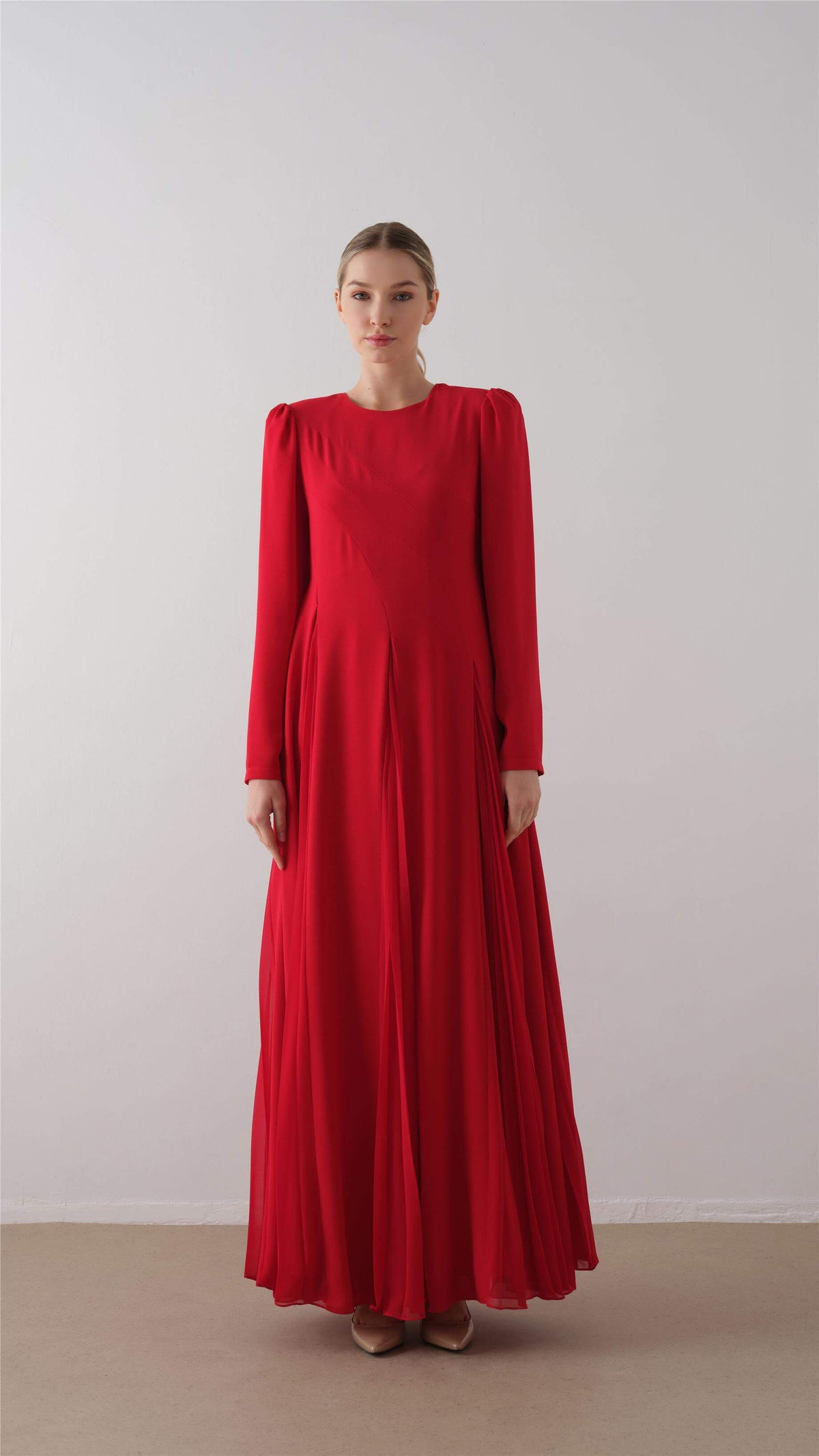 Miha-Parça Pi̇Li̇Seli̇ Krep Şi̇Fon Elbi̇Se Kırmızı-1-roqelvaxirum.shop